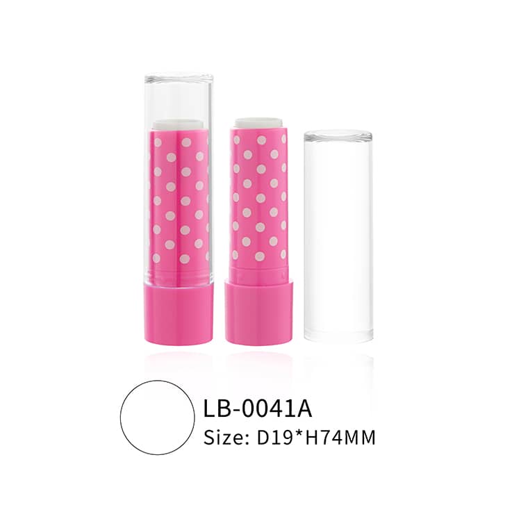 Cute Lip balm tube with clear cap and round rose LB0041A
