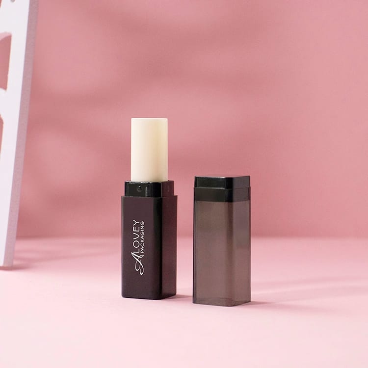 Matte black square lip balm tube-LB0060A
