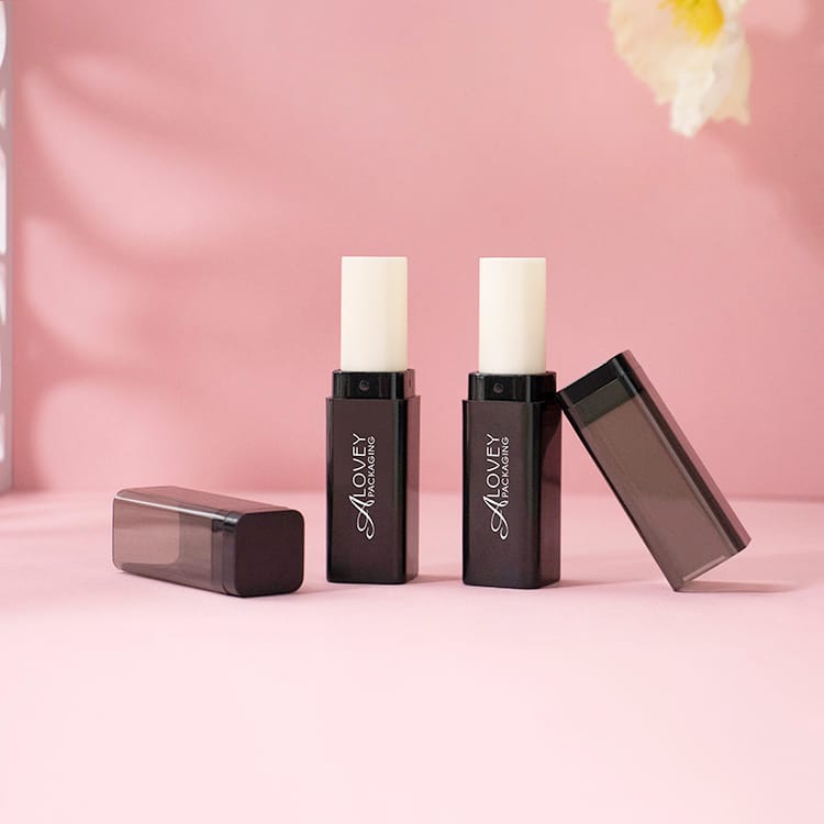 Matte black square lip balm tube-LB0060A