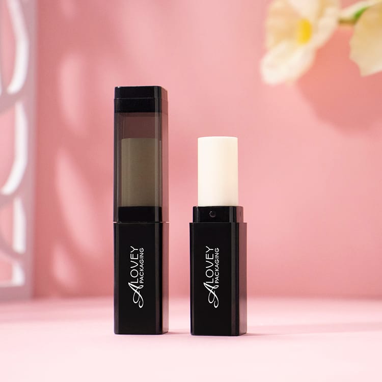 Matte black square lip balm tube-LB0060A