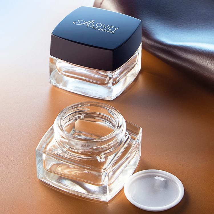 clear glass cosmetic jar