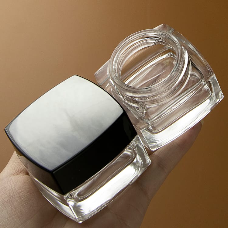clear glass cosmetic jar